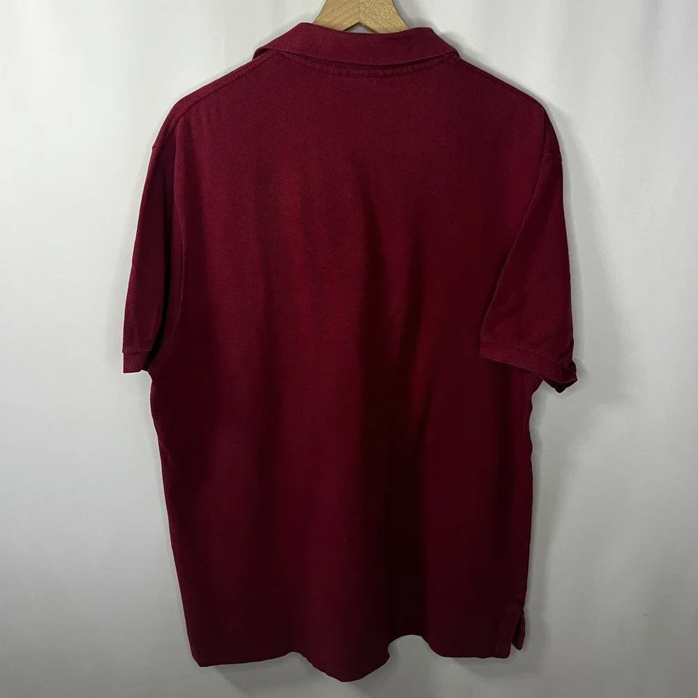 Vtg Lands' End Top Men‎ Size Large Red Cotton Collared Short Sleeve Polo Shirt - Picture 9 of 9